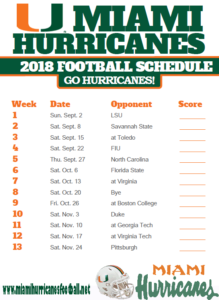 miami hurricanes schedule
